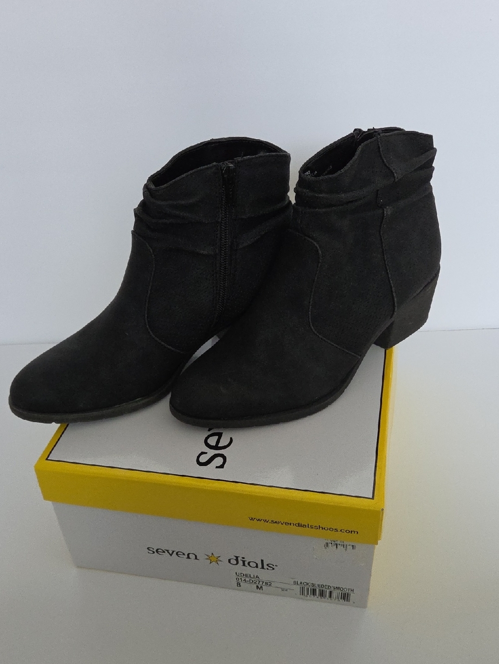 Seven Dials Black Suede-Look Ankle Booties Size 8